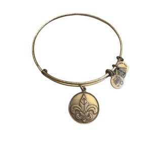 Alex and Ani Gold Fleur-de-Lis Charm Bracelet